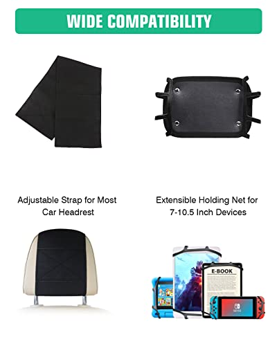 Wonnie 2 Pack Car Headrest Mount Holder For 𝟕-𝟏𝟐.𝟗" Tablets, Tablet Holder For Car Back Seat, Tablet Stand For Kids With Silicone Holding Net And Headrest Strap #TOP4