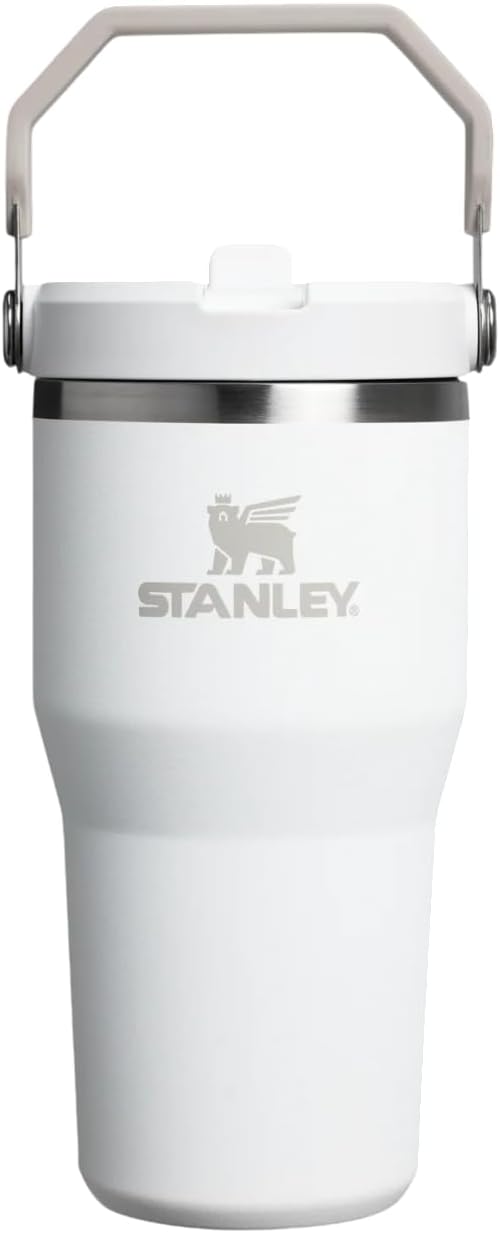 Stanley IceFlow Flip Straw Tumbler Pipetli Termos Bardak, Beyaz (Frost), 0.60 Litre