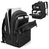 PGmoon Tactical Game Backpack Compatible with PS5/PS5 Slim/PS5 Pro/PS4 Console, Travel Carrying Case Storage Bag for 15.6' Laptop, Portable Monitor, Controller and Other Gaming Accessories
