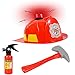 Funny Party Hats Fireman Hat -3 Pc Set - Fireman Helmet with Axe and Extinguisher - Firefighter Toys - Fireman Dress Up by