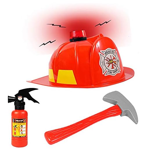 Funny Party Hats Fireman Hat -3 Pc Set - Fireman Helmet with Axe and Extinguisher - Firefighter Toys - Fireman Dress Up