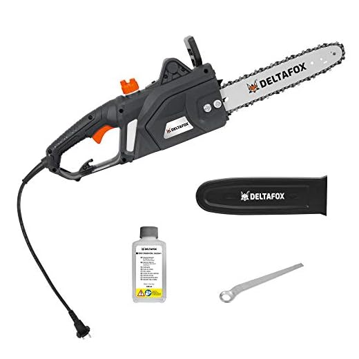 DELTAFOX - Motosega elettrica da 1800 W, con olio biologico ecologico da 180 ml, lunghezza di taglio 30 cm, potenza 14 m/s