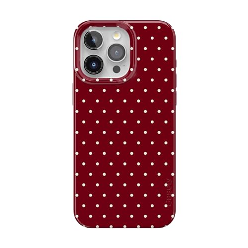 Casely iPhone 15 Pro Max Case | On the Dot | Maroon Polka Dot | Compatible with MagSafe | Classic Ultra Slim Design