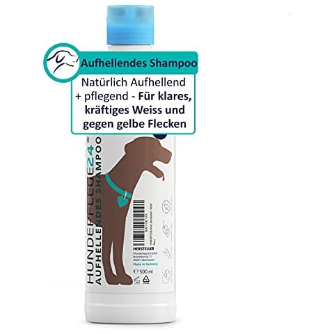 HUNDEPFLEGE24 Hundeshampoo weißes Fell 500ml - Natürlich Aufhellend & Pflegend für klares, kräftiges Weiss & gegen gelbe Flecken - Mit Conditioner für leichte Kämmbarkeit - Weißes & Helles Fell Cover