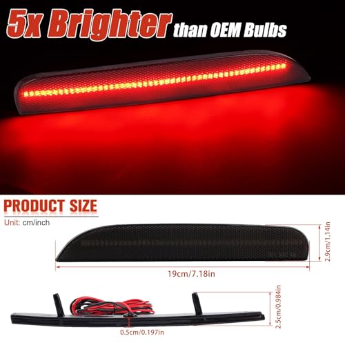 Centika 2 pcs LED Rear Reflector Lights Compatible with 2012-2017 Fiat 500 sport LED Bumper Reflector Lights Driver and Passenger Rear Side Marker Reflector, Red - Thumbnail 4