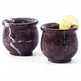 Radicaln Marble Shot Glasses Handmade 2 Inches Red Drinking Glasses Set of 2 for Whiskey, Liquors, Tequila & Vodka - 1.2 Oz Shot Cups for Espressos & Home Bar Accessories