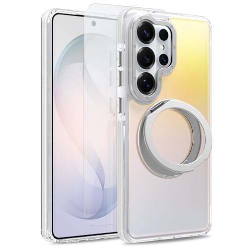 Image of Magnetic for Samsung Galaxy S26 Ultra Case with 360 Stand [Compatible with Magsafe] [Fluorescent Design] [1 Screen Protector] Slim Translucent Matte Case for Galaxy S26 Ultra 6.9 inch, White