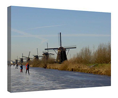 Toile Kinderdijk encadree bois pour decoration murale apaisante chambre et bureau 40x50