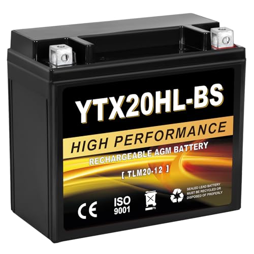 Daakmax YTX20HL-BS 12V 20Ah AGM Sealed Motorcycle Battery Maintenance-Free Compatible with Harley Davidson Honda ATV UTV Snowmobile Replacement