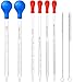 6 Pieces Glass Pipettes Graduated Dropper 0.5ml 1ml 2ml 3ml 5ml 10ml Glass Pipette Dropper with 6 Rubber Caps for Transfer Liquid Essential Oil