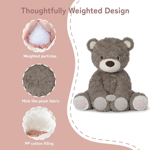 Image of Niuniu Daddy Brown Bear Weighted Stuffed Animals, Plush Toy Pillow for Kids