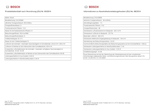 Bosch DHL555BM Serie 4 Lüfterbaustein 53 cm, Made in Germany, LED-Beleuchtung, Abluft und Umluft, leise, Metallfettfilter spülmaschinengeeignet, Wand- und Inselmontage, Silber Metallisch