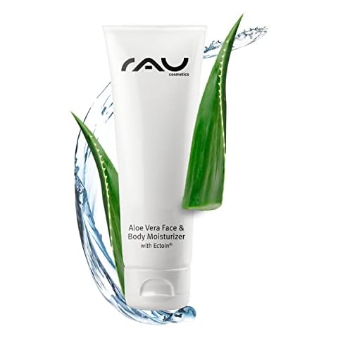RAU Cosmetics Pure Aloe Vera Gel with Ectoin & Chamomile - Aloe Vera Face Moisturiser Gel 50 ml - After Sun Lotion & Moisturising Cream for Face & Body - Dry, Irritated, Blemished & Mature Skin Cover