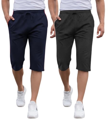 Image of FEEL TRACK Men's Regular Fit Three Fourth Capri (Pack of 2)