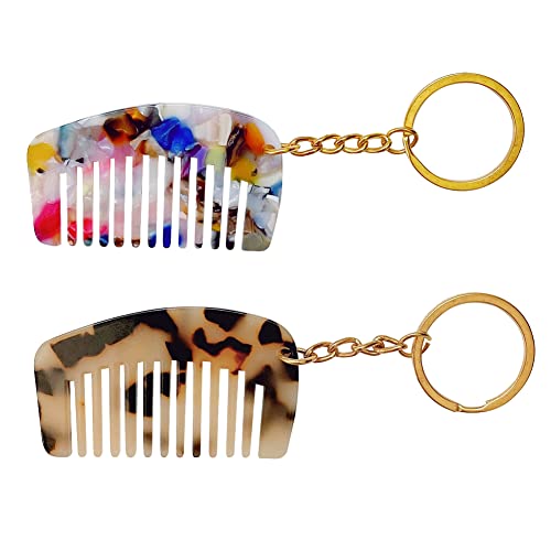 2 Pcs Peine Mini de Acetato con Llavero miniatura 1