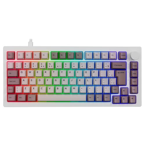 TECLADO AKKO STEAM ENGINE MODELO 5075S ABNT2 BRANCO SWITCH V3 PRO MATCHA GREEN