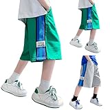 [Gonweil] 男の子 カーゴパンツ 7分丈 ショートパンツ ジュニア イージーパンツ 子供服 半ズボン カジュアル ハーフパンツ コットン 120-170 キッズ 中丈 薄手 大きいサイズ 短パン スクール 通園通学 可愛い ボーイズ 無地 学校