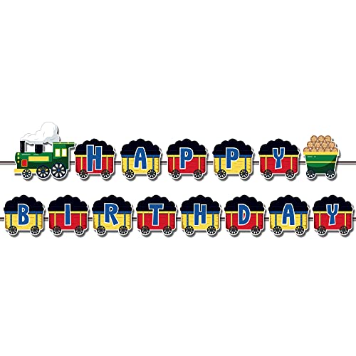 Train Birthday Party Banner Decorations Train Birthday Bunting Steam Train Happy Birthday Party Sign Decorations For Kids Birthday And Baby Showers Party Supplies #TOP1