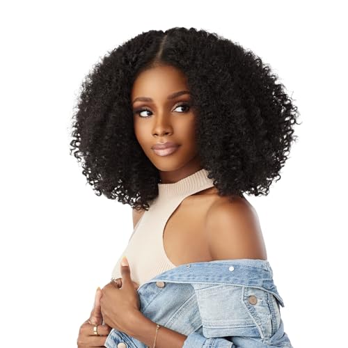 Sensationnel Curls Kinksandco Kinkyedges Wig - Kinky Zigzag Curl 14 Inch Y Part Lace Natural Kinkytexture Edged Hairline for Natural 3C to 4C Hair Textures (BALAYAGESUNKISSED)