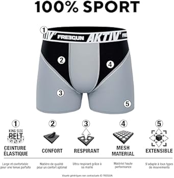 FREEGUN Boxershorts voor heren, zonder vervorming, boxershorts voor heren, actief, bewegingsvrijheid en geventileerd gaasweefsel (4 stuks), zwart., S