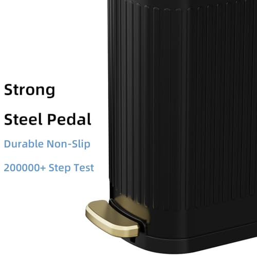 KSSKSS 2.6 Gallon Slim Bathroom Trash Can with Soft Close Lid, 10L Stainless Steel Garbage Can with Removable Liner Bucket, for Narrow Spaces, Bathroom, Bedroom (Matt Black) by KSSKSS - Image 7