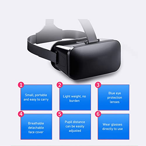 Jectse Virtual Reality VR Headset Compact Stable Wear Universal Mobile Phone Mobile 3D Lunes Helm VR Lunettes de Protection Compagnie Idéale pour la Relaxation Noire pour l'anniversaire – Image 3