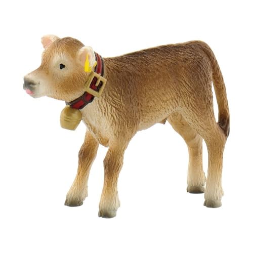 Bullyland 62754 - Spielfigur Alpenkalb mit Kuhglocke, ca. 6,2 cm große Tierfigur, detailgetreu, PVC-frei, ideal als kleines Geschenk für Kinder ab 3 Jahren
