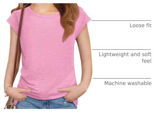 Image of Imily Bela Girls Short Sleeve T Shirts Crew Neck Cap Sleeve Tank Tops Casual Loose Summer Shirt Kids 5-14 Years