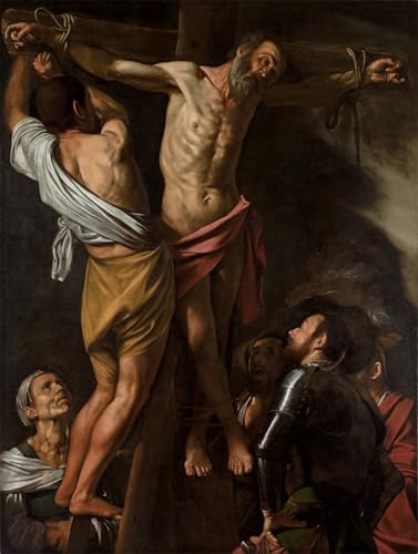 Graffiti Art Mural crucifixion Caravage pour raviver un mur blanc vide