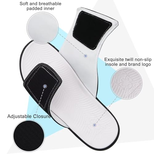 Image of KuaiLu Mens Athletic Slides Wide Adjustable Arch Support Sport Sandals | Soft Cushioned Open Toe Summer Slippers for Plantar Fasciitis Slip On House Shoes Indoor Outdoor