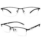 [KIHASU] 遠近両用老眼鏡 累進多焦点メガネ ブルーライトカット メンズ レディース ハーフリム型 ブラック 度数+2.5