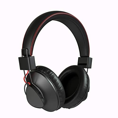 QINUKER - Auriculares inalámbricos con Cable Bluetooth y cancelación de Ruido, estéreo, Plegables, con micrófono USB Integrado y Ligero, para teléfono móvil, iPad, portátil, PC, Viajes, Color Negro