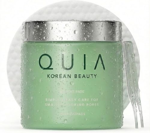 QUIA Toner Pads – AHA/BHA Dual-Action Exfoliate and Hydrate All in One – Soothing Formula for Sensitive Skin – Reduces Blackheads and Blemishes- 70 Gentle Textured Pads – Korean Skincare