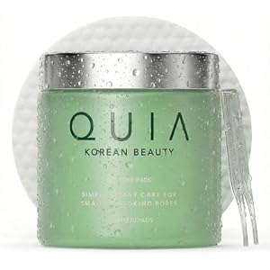 QUIA Toner Pads for Sensitive Skin – Dual-Sided Exfoliating and Hydrating Pads – Visibly Smoother Pores, Less Congestion – 70 Korean Skincare Pads