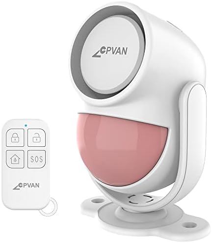 CPVAN Motion Sensor Alarm Indoor, Wireless Security Motion Detector Alarm with Siren (125dB, 40ft PIR Detector, 328ft Remote Control), Portable Door Chime Bell Alert for Home Garage Shed Shop