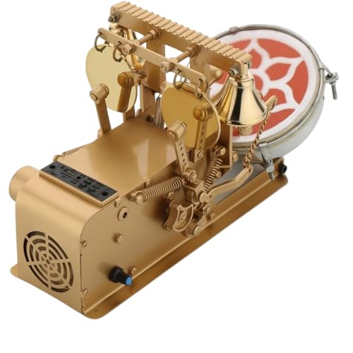 DIVINE SEASON Metal Automatic Aarti Machine for Home - Small Arti Machine for House Temple - Atri Machine with 2 Bells, 2 Cymbals, and Shankh Sound Ideal Gift for All Occasion, Gold
