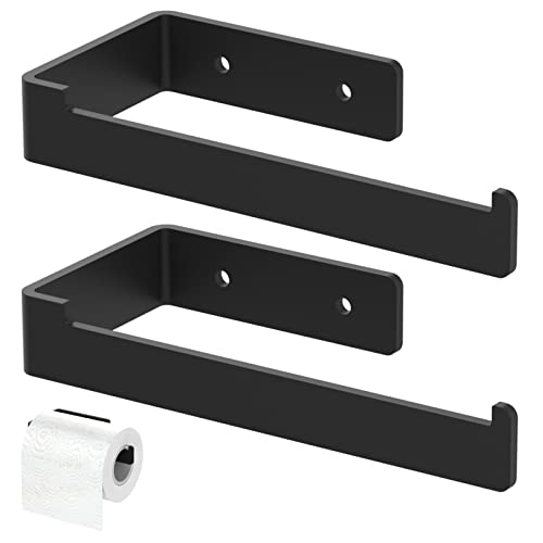 TANiCOO 2 Stücke Toilettenpapierhalter, WC Klopapierhalter ohne Bohren, Selbstklebend Toilettenpapierrollenhalter Edelstahl Klopapierhalter, Rollenhalter Papierhalter für Küche und Badzimmer (Schwarz) Cover