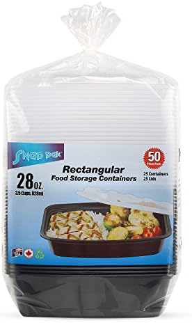 Snap Pak 12010 Storage Containers 28 oz. Clear Lid/Black Base BPA Free, Microwave, Freezer & Dishwasher Safe Air Tight Seal, Very Durable Keeps Food F