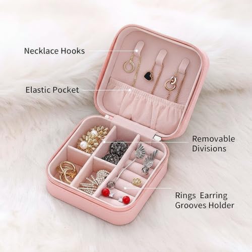Image of PRIMIT Personalized Jewelry Box with Name & Birth Flower - Custom Travel Jewelry Organizer Case - Bridesmaid, Birthday, Christmas Gift for Women & Girls (Mint Box)