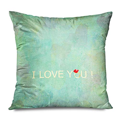 LXJ-CQ Funda de Almohada Cuadrada 18x18 Titular Boda romántica Corazón Amor Feliz Día de San Valentín Fecha Texturas Vacaciones Tipo Cartel Funda de Almohada con Cremallera