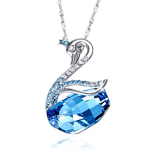 TITST Collar con Colgante de Plata esterlina, Colgante con Forma de Cisne Adornado con Cristales, Caja día del cumpleaños de la Madre para mujeresB Cover