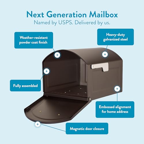 Image of Architectural Mailboxes 950020RZ Centennial Post Mount Mailbox, XL, Rubbed Bronze | Galvanized steel build for outside with rust-resistant powder-coat finish and a magnetic door closure. USPS approved.