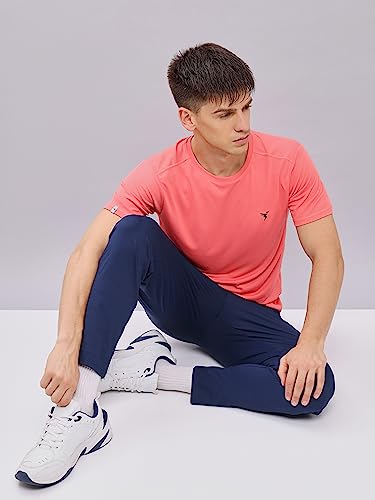 Image of TECHNOSPORT Men's 100% Polyester Slim Fit Solid Short Sleeve T-Shirt for Gym, Workout, Sports and Regular Use - Pack of 2