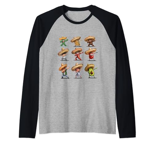 Dabbing Mexican Poncho Taco Cinco De Mayo Fiesta Raglan Baseball Tee