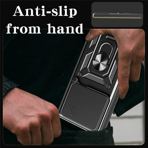 Image of Heavy Duty Back Case Cover for Tecno Spark 30 5G 5G, Shockproof Tecno Spark 30 5G Back Cover, Ring Case with Kickstand and Camera Protection Shutter - Black
