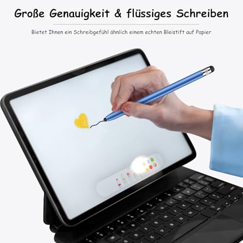 Digiroot Stylus Pen,4 Stück Tablet Stift mit 8er Gummi Ersatzspitzen,2-in-1 Touchscreen Stift für alle Tablets/Smartphone, kompatibel mit Samsung/iPad/Android/IOS