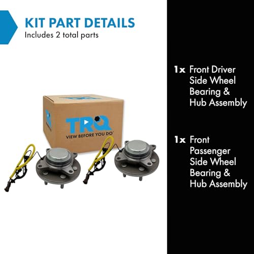 Image of TRQ Front Left and Right Wheel Bearing and Hub Assembly Set 2 Piece Compatible with 18-20 Ford Expedition F-150 18-20 Lincoln Navigator RWD Models
