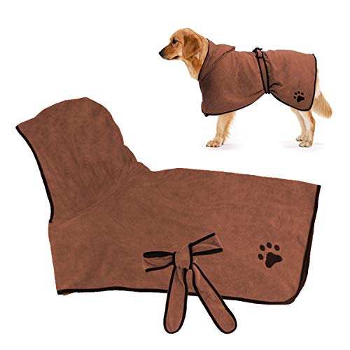 RCruning-EU Albornoz para Perros,Toallas para Perro, Secado rápido de Microfibra y Hidrófugo Toalla Seca para baño Toalla Absorbente Súper Suave para Perros y Gatos M- Brown