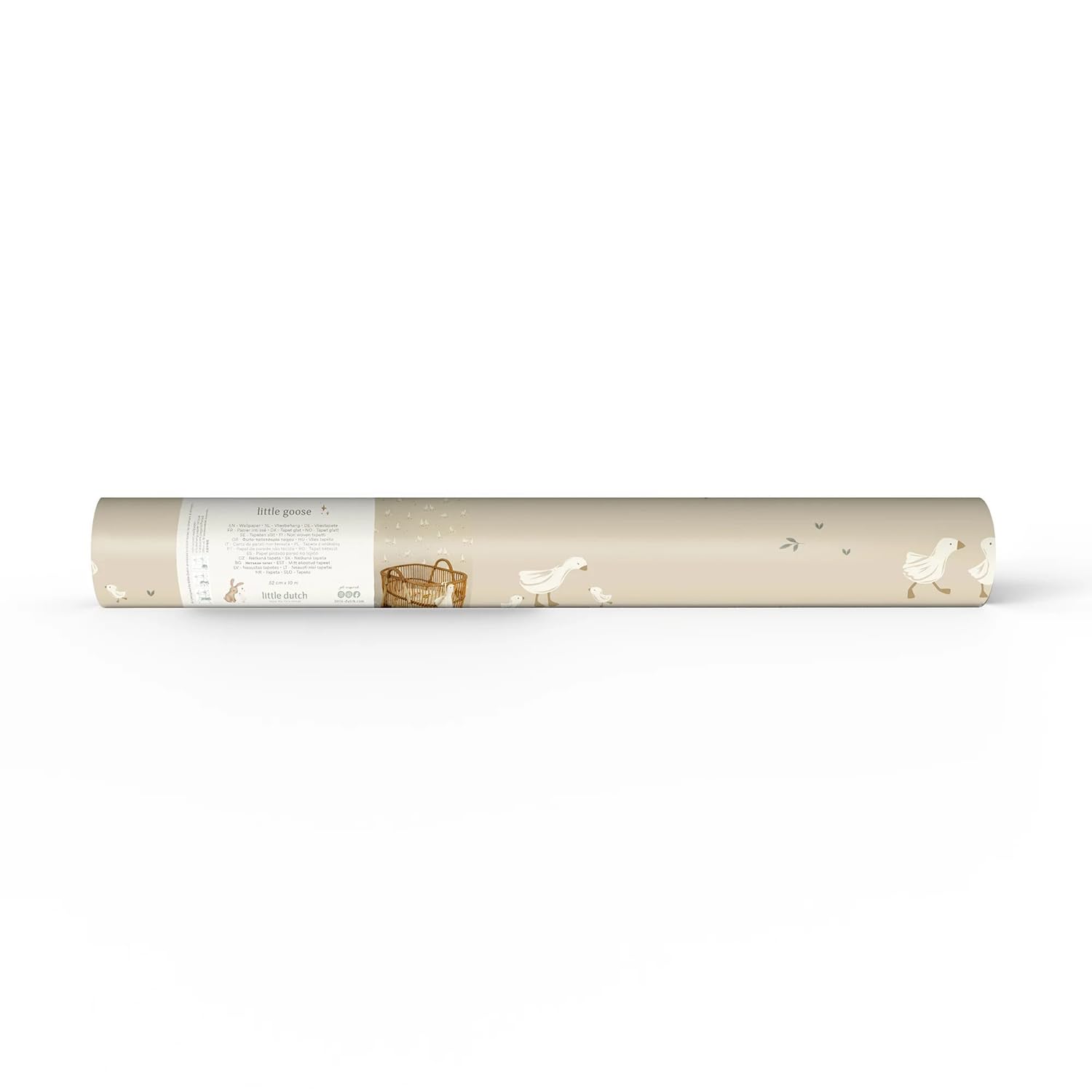 Little Dutch Tapete Vliestapete für Kinderzimmer Kleine Gans - Newborn Naturals beige 10 m x 0,53 m