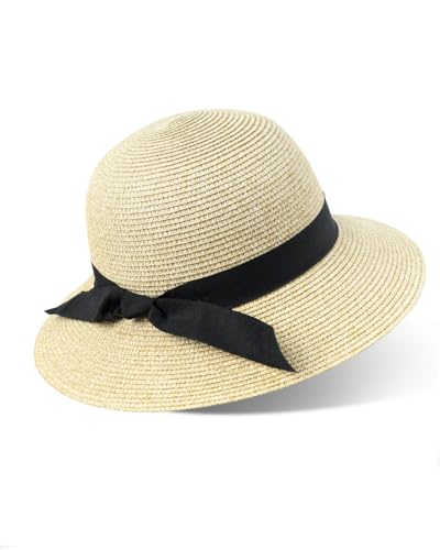Sombrero de paja para mujer XL beis ala ancha verano miniatura 1